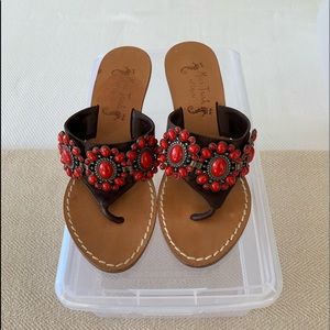 Sandals, concha kitten heel